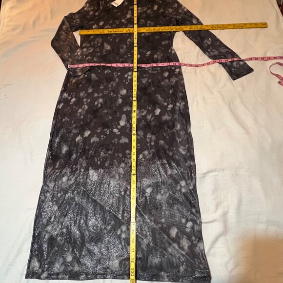 NWT Bar III Alexa Dye Women XL Black Gray Metallic Sheer Maxi Dress Career - Picture 15 of 16